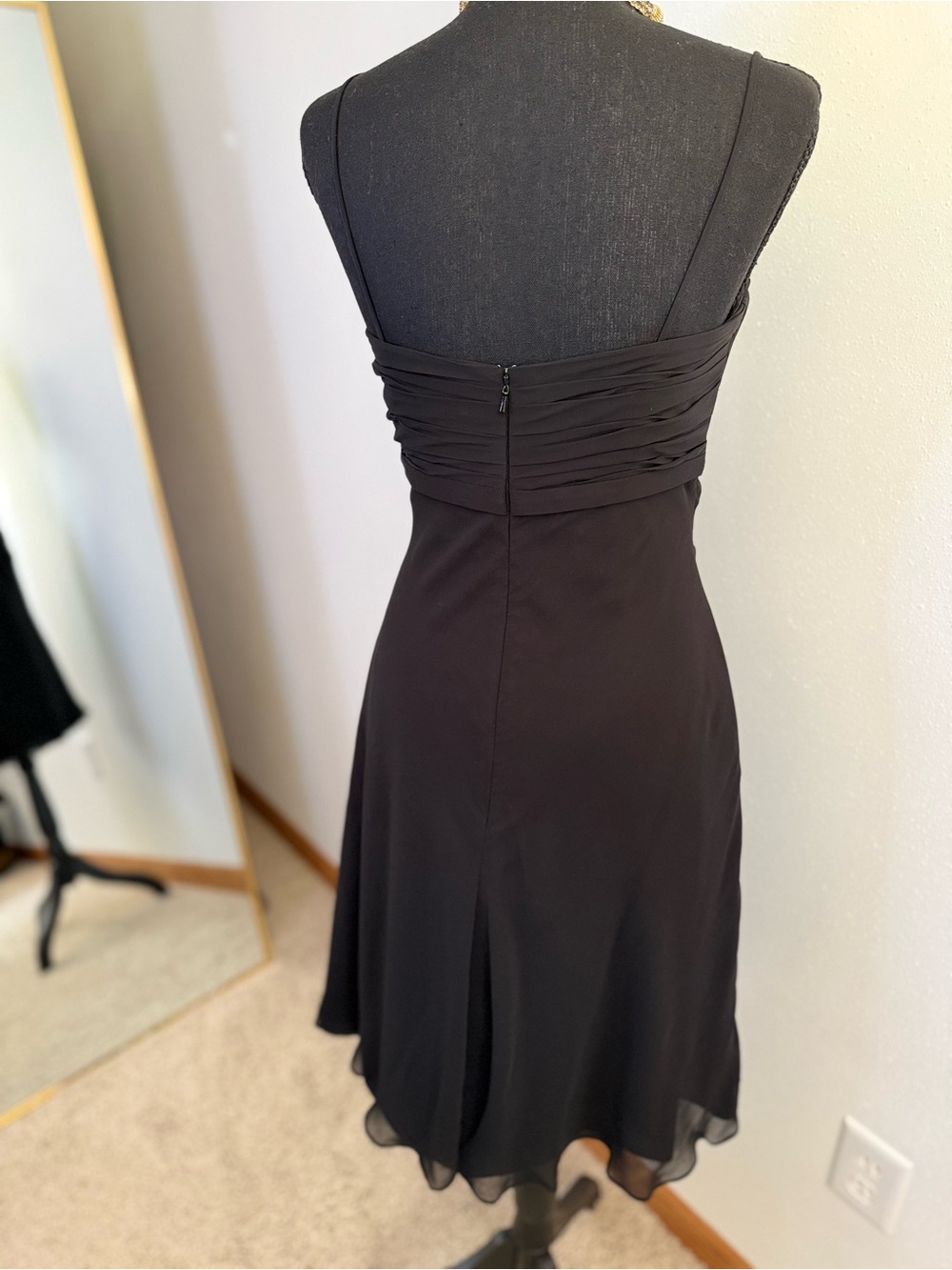 Vintage Y2K ALYCE Designs Black Chiffon Ruched Formal Dress Size 4 - Picture 3 of 14